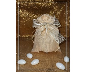 Μπομπονιέρα γάμου πουγκί με πέρλα στρας